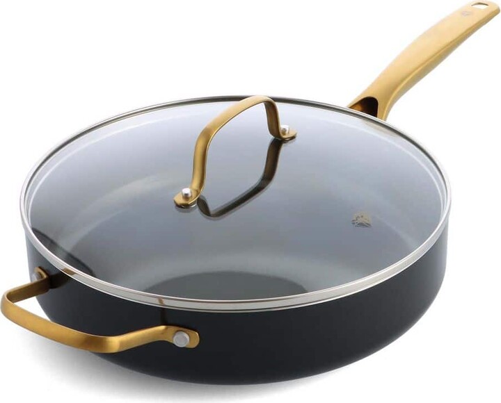 Blue Diamond Gold Diamond 4-qt. Aluminum Ceramic Non-Stick Saute Pan With Lid and Helper Handle