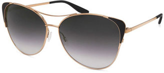 Barton Perreira Raphina Cat-Eye Aviator Sunglasses, Jet/Gold