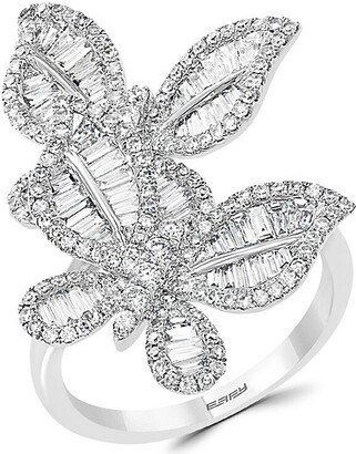 Effy 14K White Gold & Diamond Butterfly Ring/Size 7