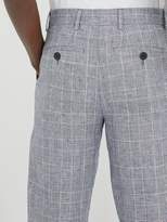 Thumbnail for your product : MAISON KITSUNÉ Checked Linen Cropped Trousers - Mens - Blue