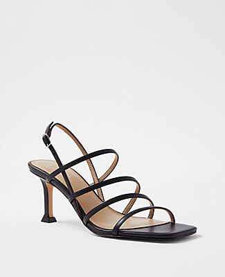 Ann Taylor Strappy Leather Heeled Slingback Sandals