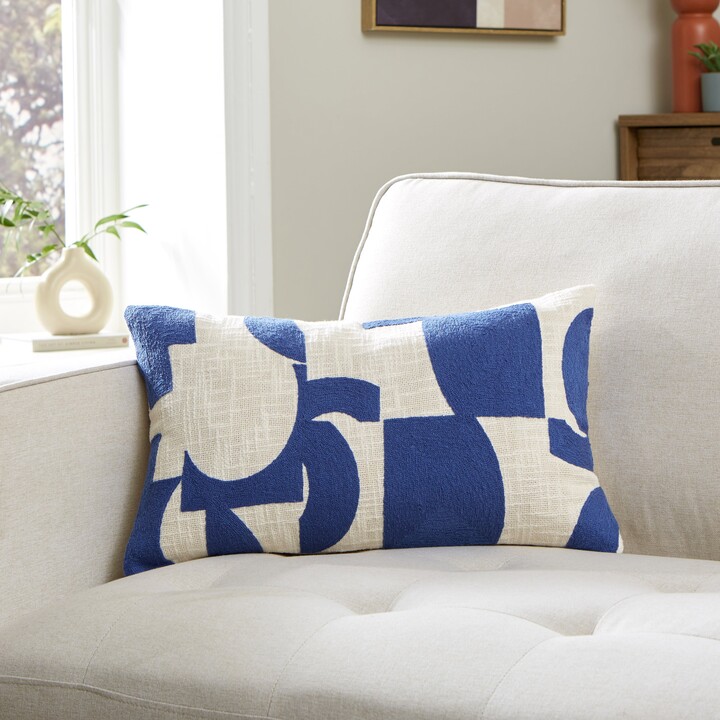 Dunelm Elements Geometric Cushion Classic Blue ShopStyle
