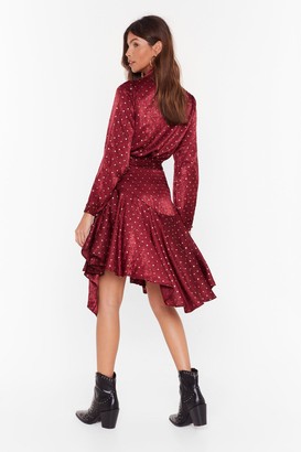 Nasty Gal Womens Dot All the Shine in the World Metallic Wrap Dress - Red - 4