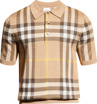Burberry Men's Wellman Check Knit Polo Shirt - ShopStyle