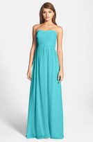 Thumbnail for your product : Donna Morgan 'Stephanie' Strapless Ruched Chiffon Gown (Regular & Plus Size)