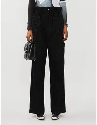ARTICA ARBOX Paperbag-waist high-rise cotton-twill wide-leg trousers