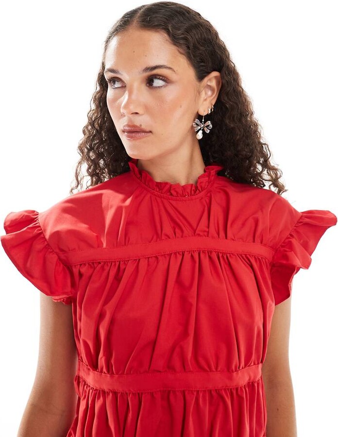 GHOSPELL Kali ruched top in red - ShopStyle