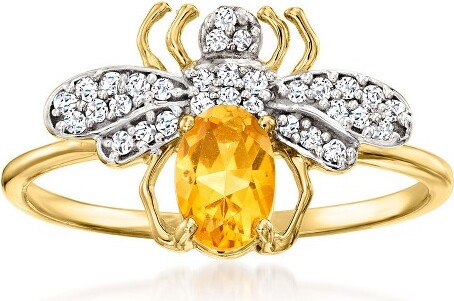 Ross-Simons Ross-Simons0.40CaratCitrineand.10ct.t.w.DiamondBeeRingin14ktYellowGoldSize9