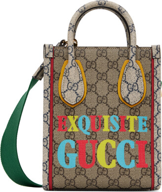 GG mini leather-trimmed printed coated-canvas tote