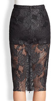 Thumbnail for your product : MSGM Sheer Lace Pencil Skirt