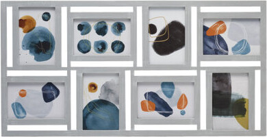 Melannco 8 Opening Collage Frame- Displays Four 4x6 and Four 6x4 Inch Photos, 25x15 Inch, Distressed Gray