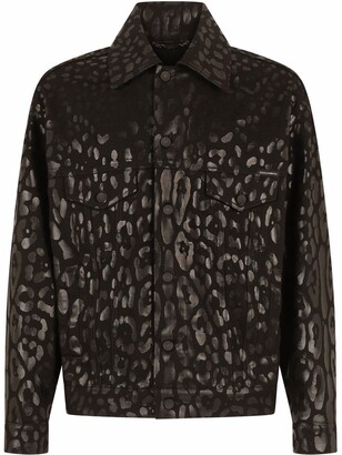 mens leopard print denim jacket
