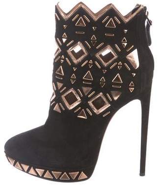 Alaia Suede Round-Toe Ankle Boots