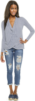 Thumbnail for your product : Three Dots Chevron Stripe Button Cowl Top