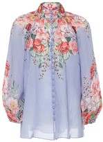 Thumbnail for your product : Zimmermann Bellitude floral ramie blouse