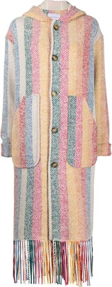 Mira Mikati Striped Fringed Coat