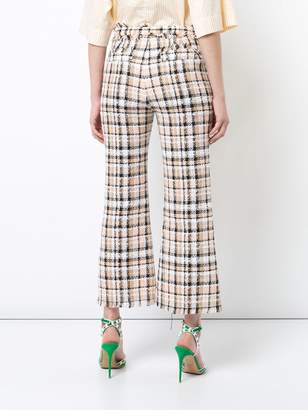 MSGM check tweed cropped flared trousers