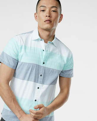 Express Short Sleeve Multi Stripe Cotton Shirt
