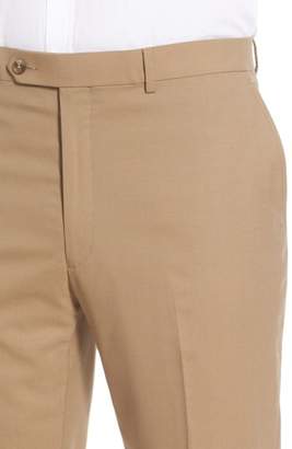 Hart Schaffner Marx Flat Front Solid Stretch Wool Trousers