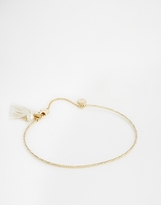 Thumbnail for your product : ASOS Limited Edition Fine Open Cuff Tassel Bracelet - White