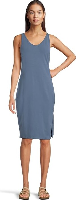 Mod-o-doc Side Split Tank Top Dress Women's Dress Pacific Blue : MD (US 8-10), Cotton/Modal/Spandex