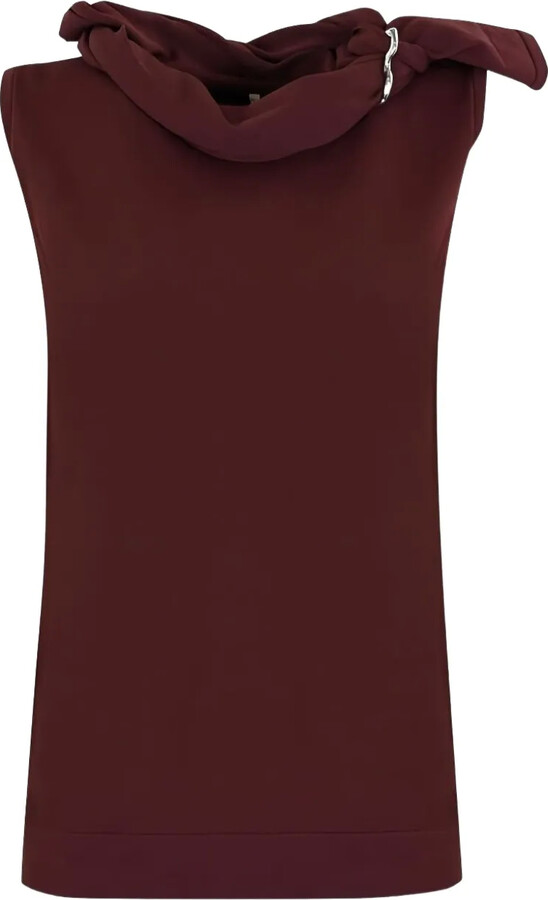 Liviana Conti Draped Cowl-Neck Sleeveless Top