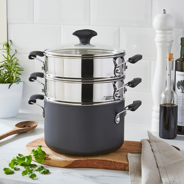 Dunelm Stainless Steel 3 Tier Steamer 20cm Black ShopStyle