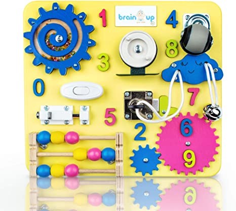 Busy Board for Toddlers - Sensory Board - Wooden Busy Board for Kids - Activity Board for Toddlers 1-3 - Locks and Latches Activity Board - Baby Activity Board - Toddler Educational Toys