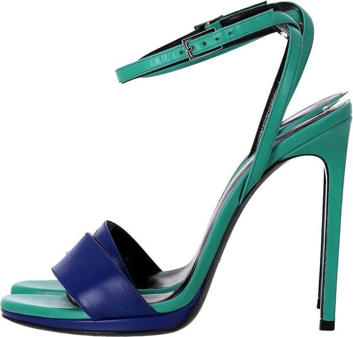 Saint Laurent Women's Leather Jane Ankle Strap Heeled Sandal (Authentic Pre- Loved)