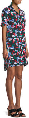 Equipment Mirelle Short-Sleeve Floral-Print Silk Dress