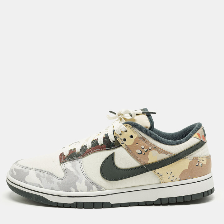 Nike Dunk SE Sail Multi Camo Size 45 Multicolor Leather and Canvas Low Top Sneakers
