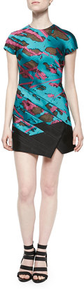 J. Mendel Short-Sleeve Panel-Skirt Dress
