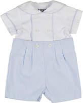 Thumbnail for your product : Florence Eiseman Ottoman Double-Breasted Sailor Shortall Set, Blue/White, Size 3-18 Months