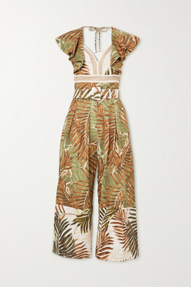 PatBO Palmeira Belted Printed Woven Jumpsuit