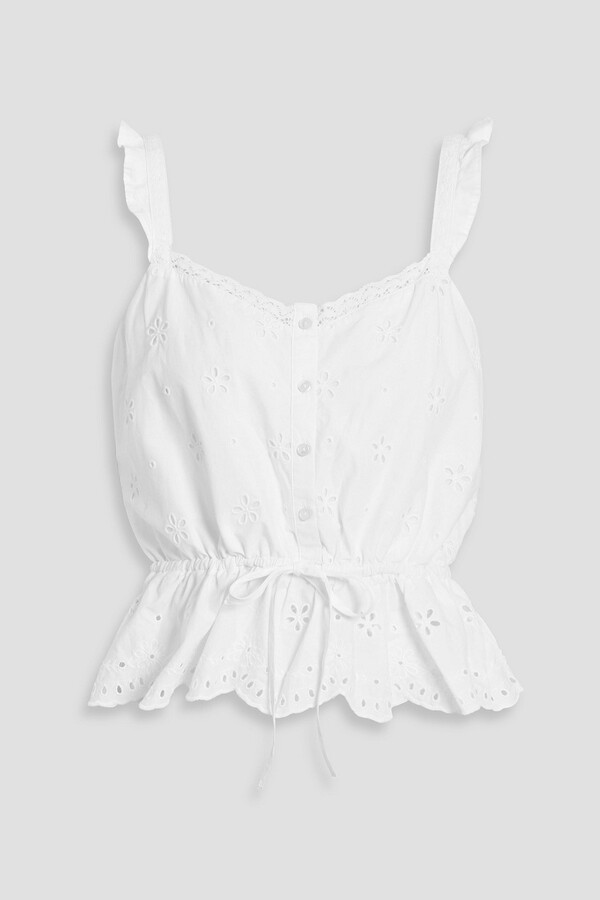 Paige Marsa ruffled broderie anglaise cotton top
