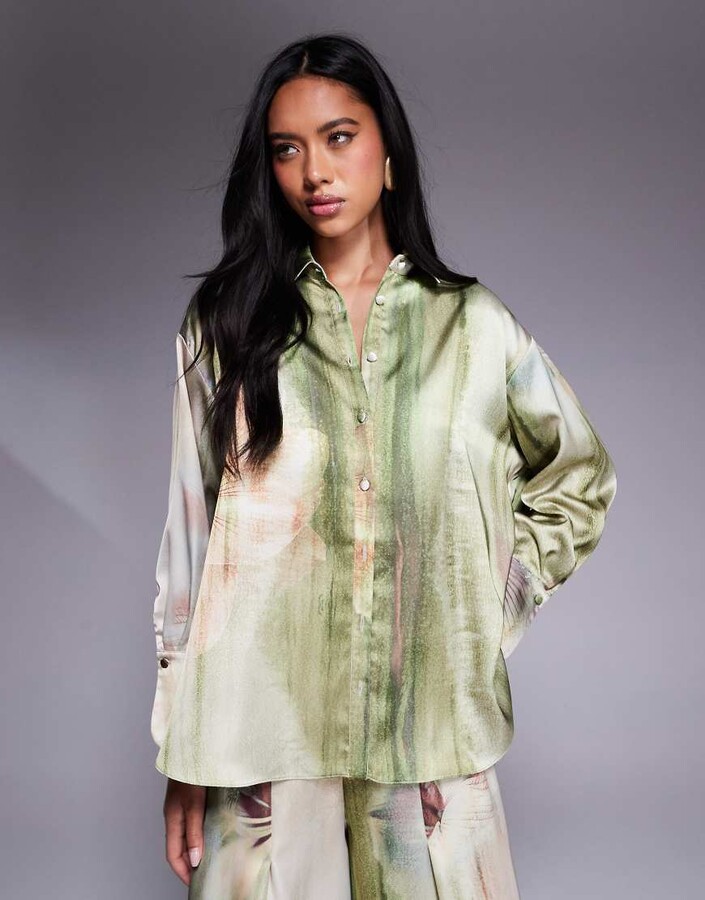 Daska satin shirt in floral print - part of a set