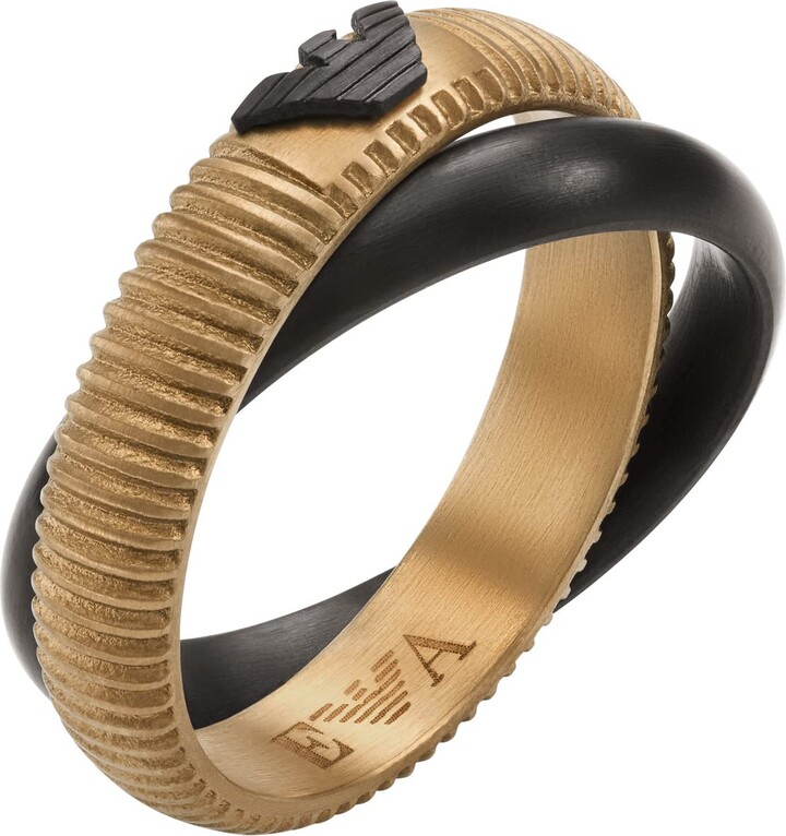Emporio Armani Men's Antique Gold-Tone Stainless Steel Stack Ring -  ShopStyle Jewelry