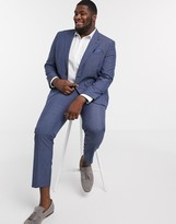 Thumbnail for your product : Burton Menswear Big & Tall slim suit jacket in blue check