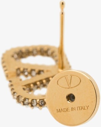 Valentino Garavani Gold Tone VLogo Crystal Stud Earrings