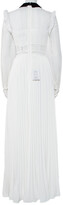 Thumbnail for your product : Self-Portrait White Lace & Pleated Chiffon Paneled Contrast Trim Maxi Dress S
