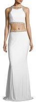 Thumbnail for your product : Faviana Sleeveless Beaded Two-Piece Gown, White/Gold