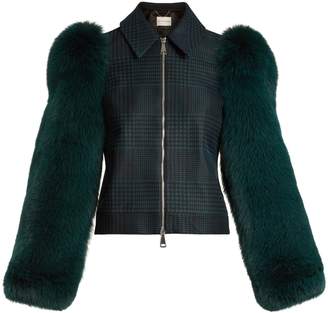 Mary Katrantzou Lodger fur-sleeve tulle and wool jacket