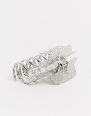 ASOS DESIGN hair clip claw in silver tone