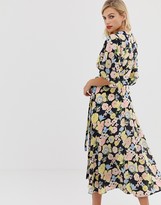 Thumbnail for your product : Liquorish wrap maxi dress with tie belt detail in retro floral print