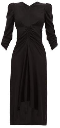 Isabel Marant Albi Gathered Silk-satin Dress - Womens - Black