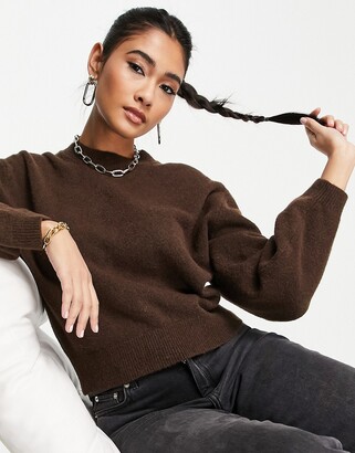 And other stories & wool balloon sleeve sweater in brown - BROWN