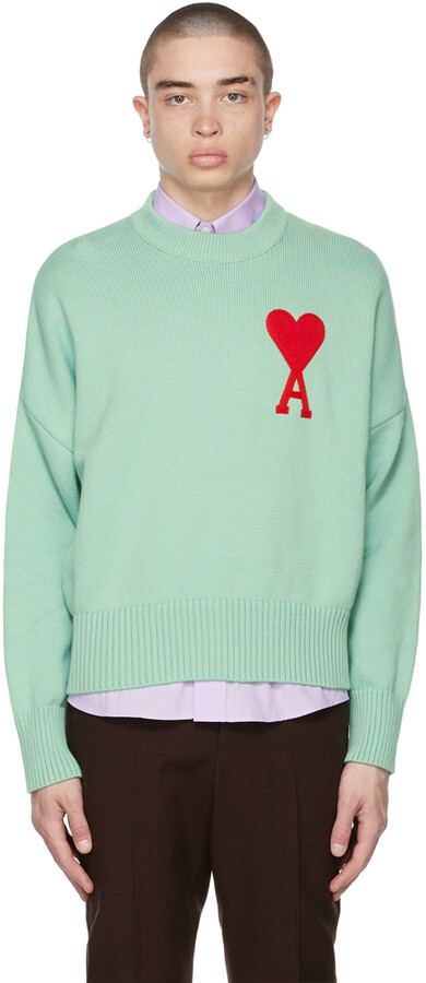 Green Ami De Coeur Crewneck Oversize Sweater Ami Alexandre