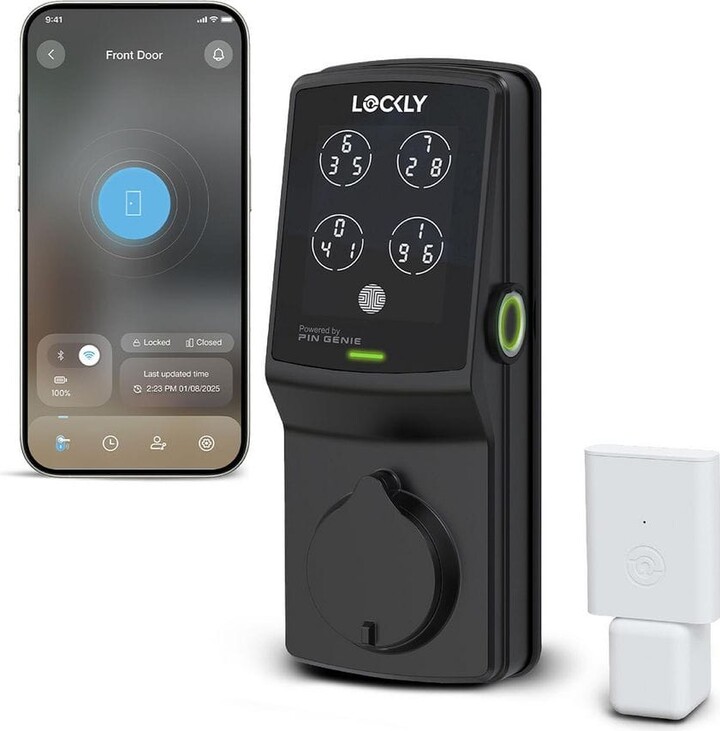 Lockly Secure Pro Matte Black Deadbolt WiFi Smart Lock with 3D Fingerprint, Hack-proof Keypad, Mobile app, Alexa/Hey Google