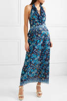 Thumbnail for your product : Anna Sui Curtain Of Stars Printed Fil Coupé Silk-blend Chiffon Halterneck Dress - Blue