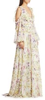 Thumbnail for your product : Theia Floral Cold-Shoulder Chiffon Gown